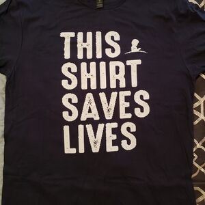 "This Shirt Saves Lives" Navy Blue Graphic Tee Large